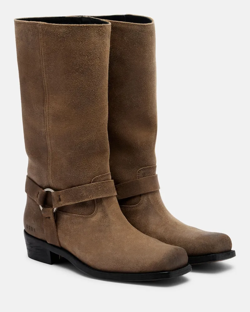 Golden Goose Bikerstiefel aus Veloursleder Braun