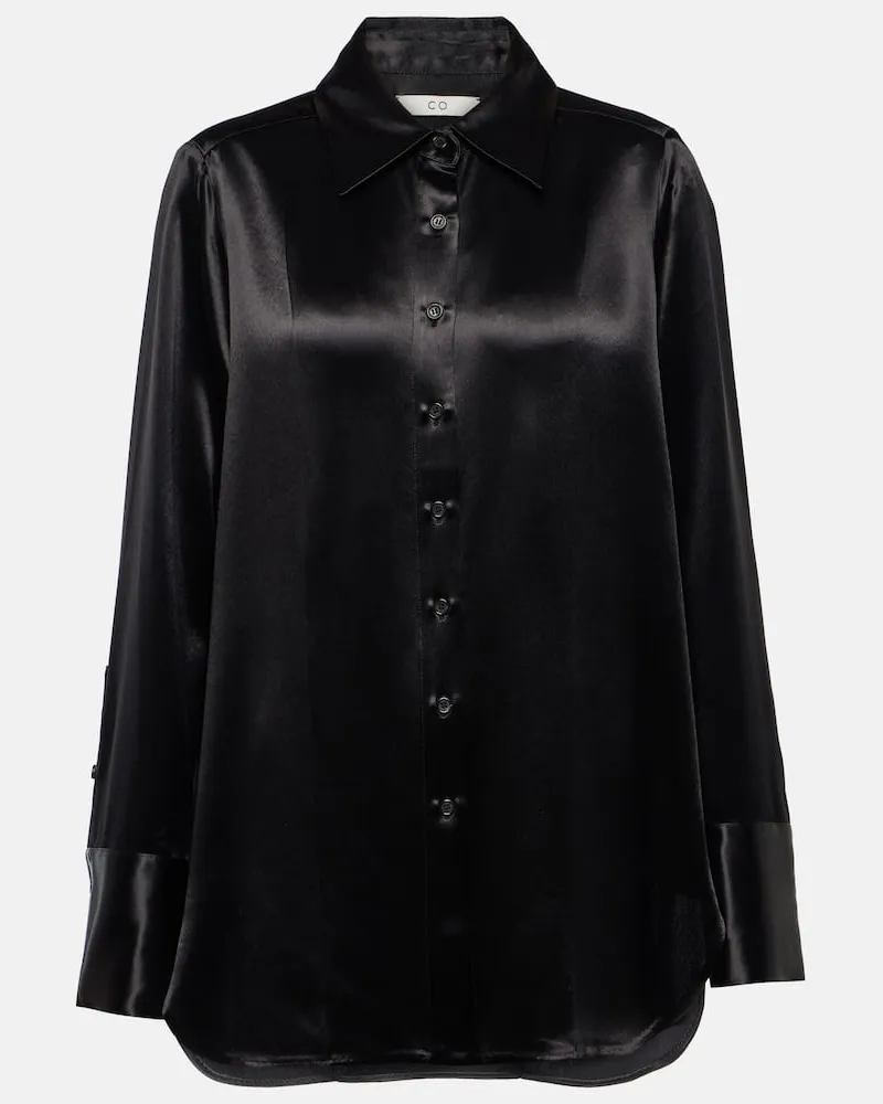 Co Hemd aus Satin Schwarz