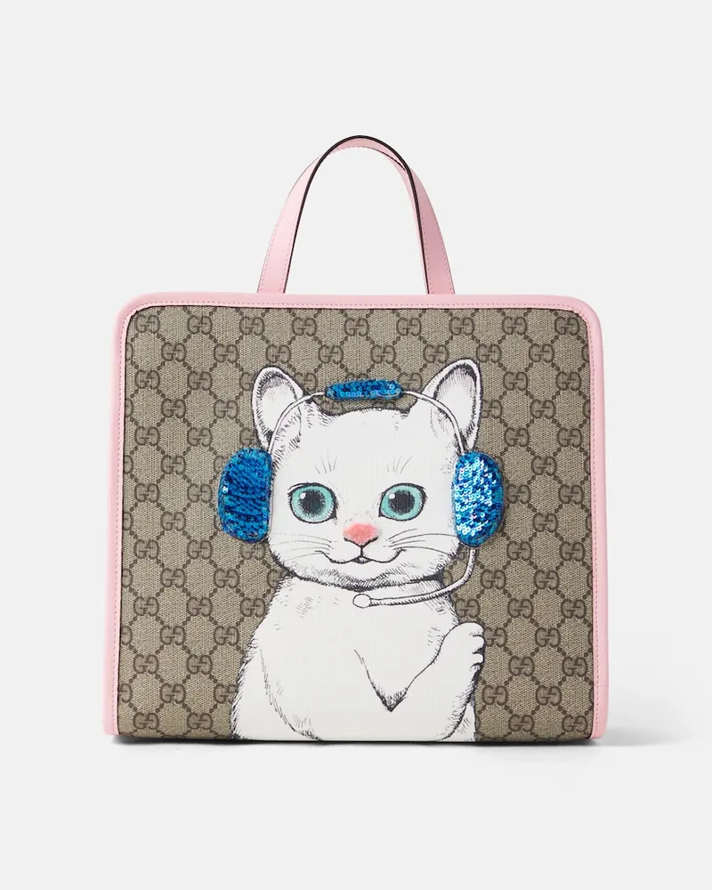 Gucci Bedruckte Tote Bag GG aus Canvas mit Pailletten Beige