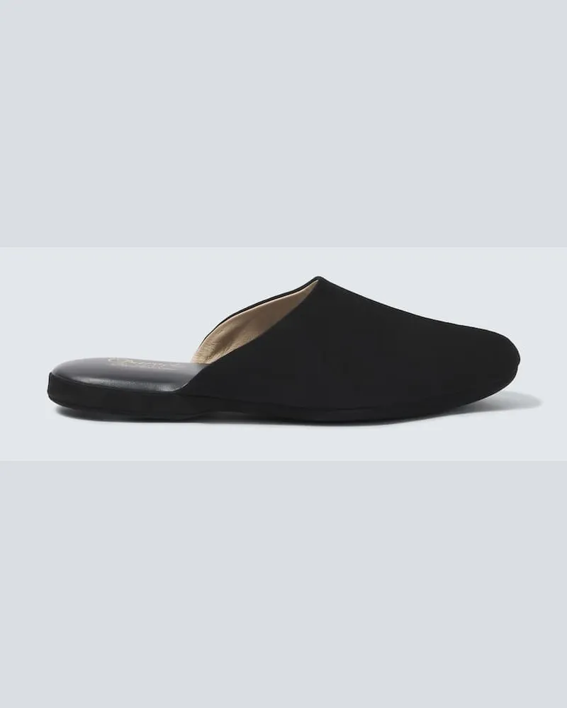 Charvet Slippers aus Veloursleder Schwarz