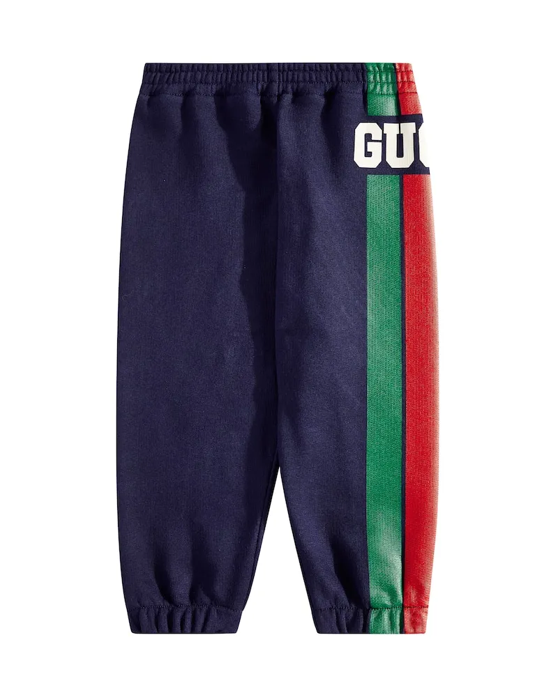 Gucci Baby Jogginghose aus Baumwoll-Jersey Blau