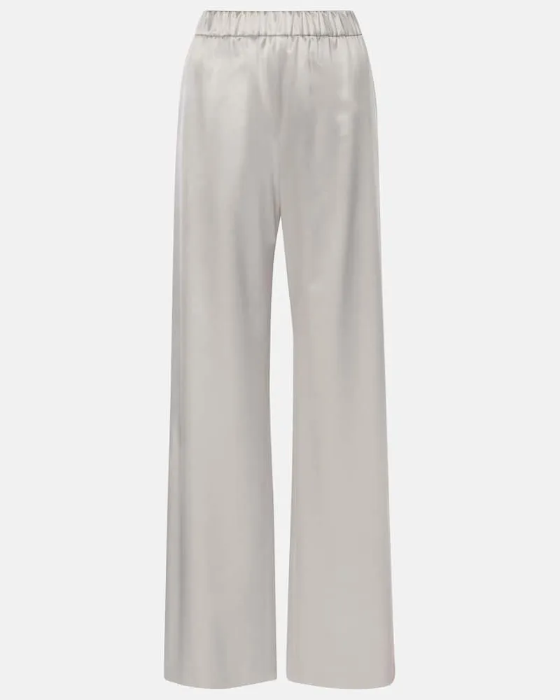 Valentino Garavani Weite Hose aus Seidensatin Grau