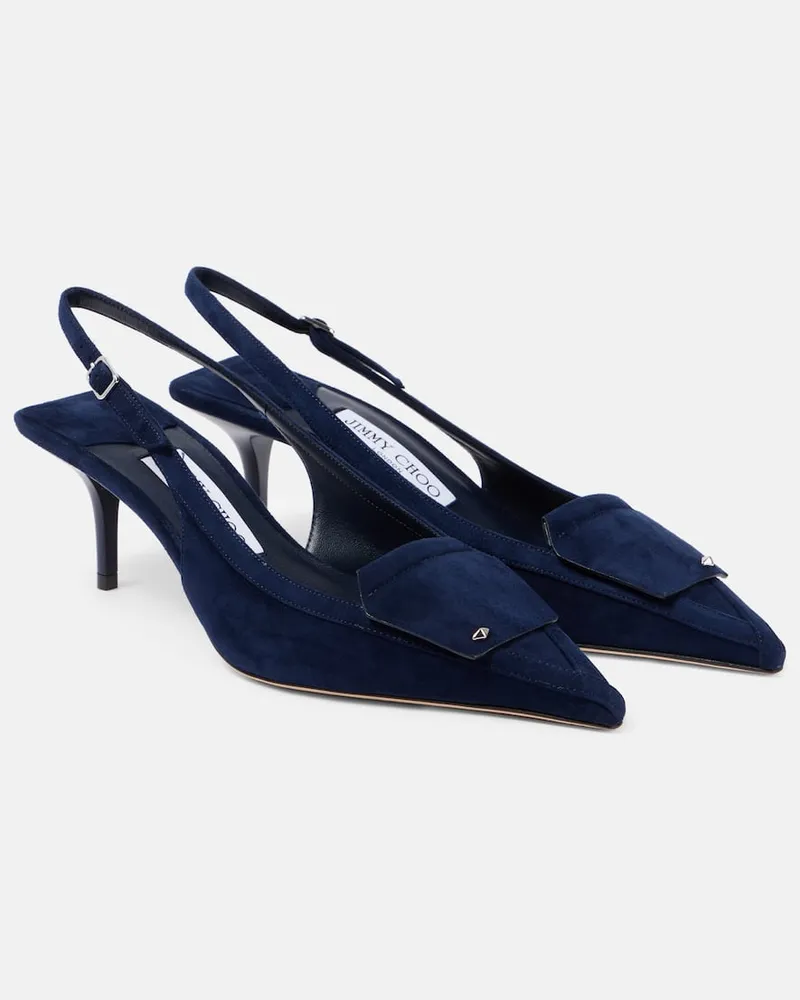 Jimmy Choo Slingback-Pumps Frances 60 aus Veloursleder Blau