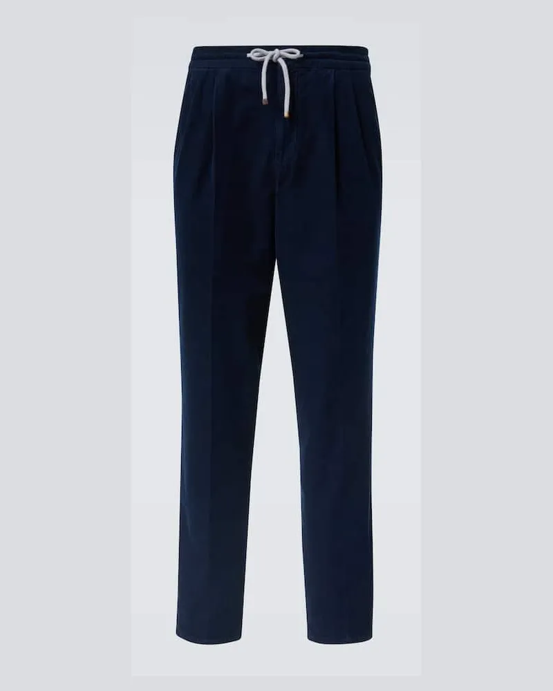 Brunello Cucinelli Hose aus Baumwoll-Cord Blau