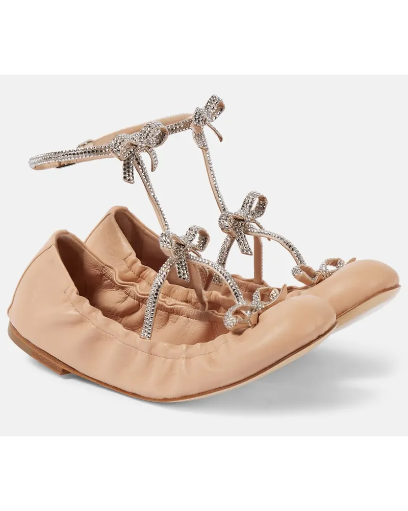 René Caovilla Verzierte Ballerinas Caterina aus Leder Pink