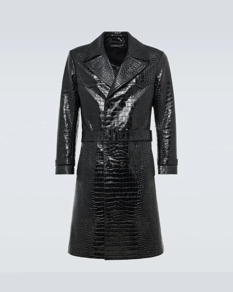 Tom Ford Trenchcoat aus Leder Schwarz