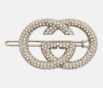 Haarspange Interlocking G mit Kristallen