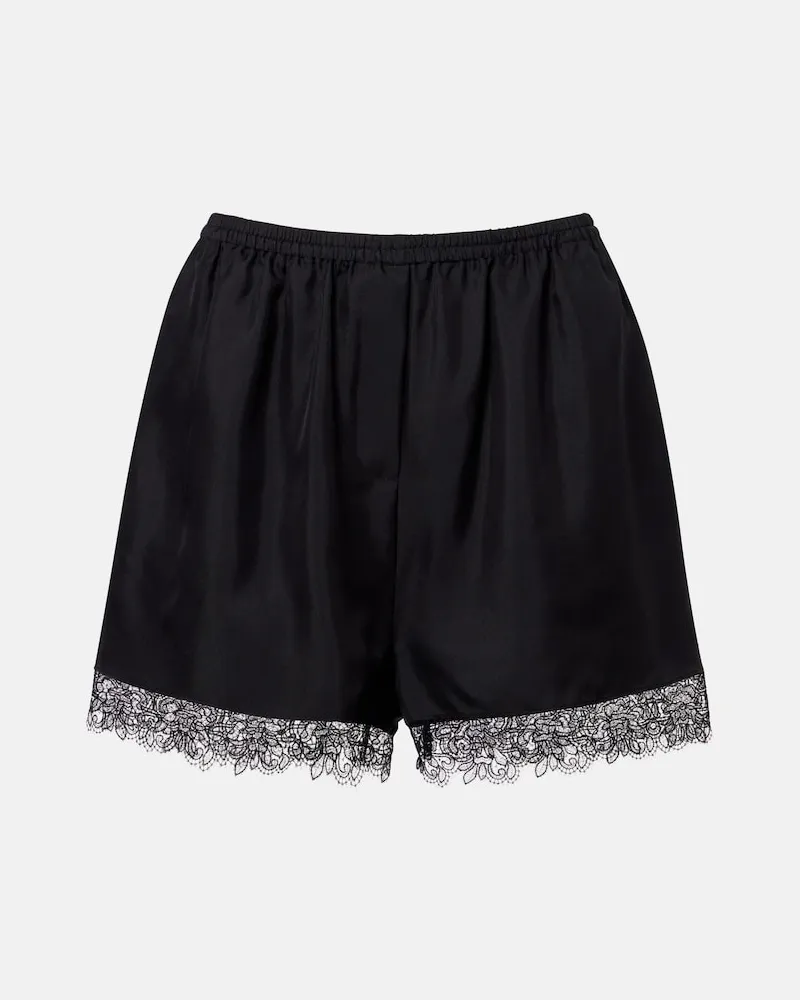 Róhe Róhe Shorts aus Seide mit Spitze Schwarz