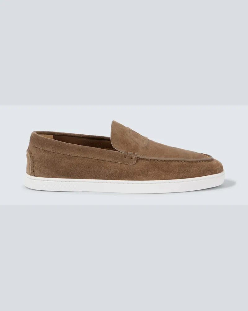 Christian Louboutin Slip-Ons Varsiboat aus Veloursleder Braun