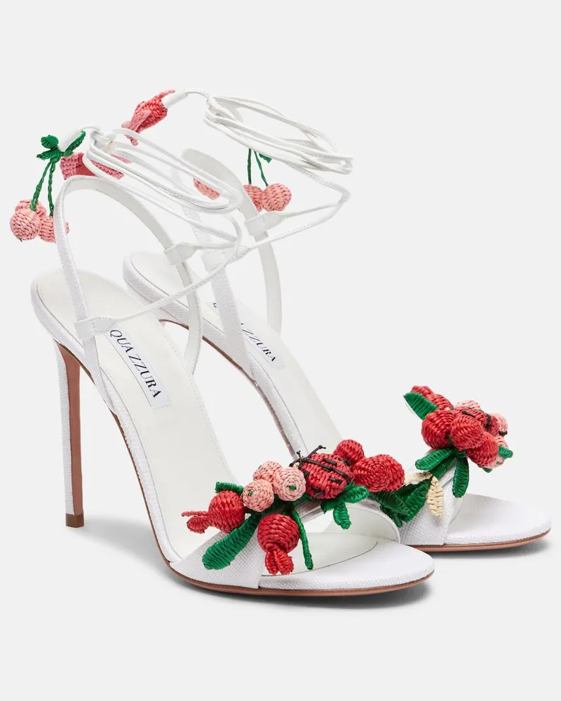 Aquazzura Sandalen Botanica aus Raffiabast mit Leder Multicolor