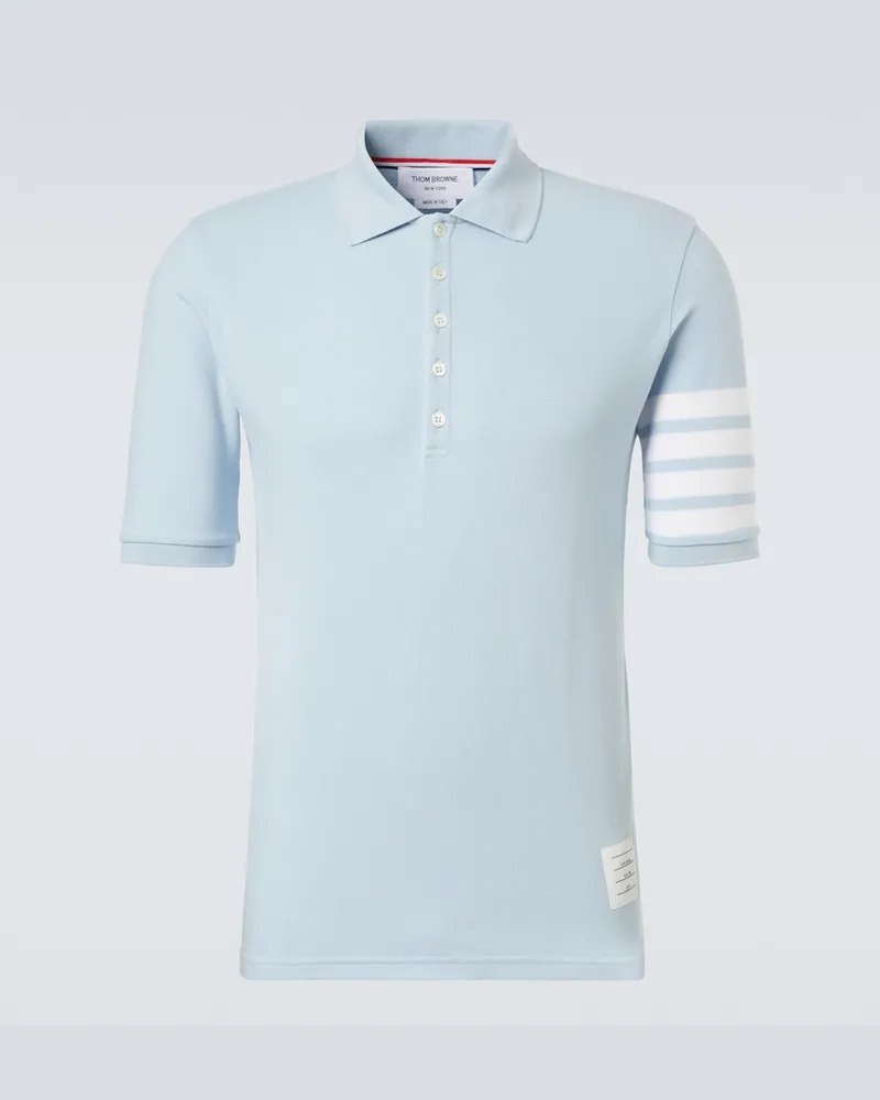 Thom Browne Polohemd 4-Bar aus Baumwoll-Piqué Blau