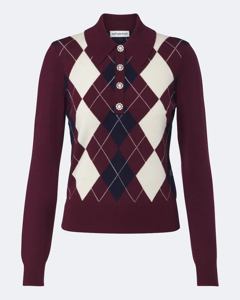 Self-Portrait Pullover aus Wolle Burgunderrot