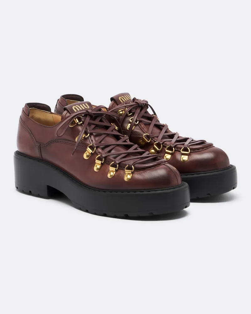 Miu Miu Loafer aus Leder Braun