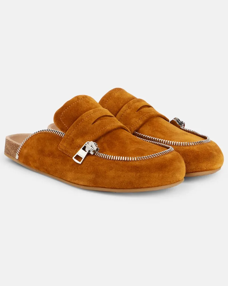 J.W.Anderson Slippers Biker aus Veloursleder Braun