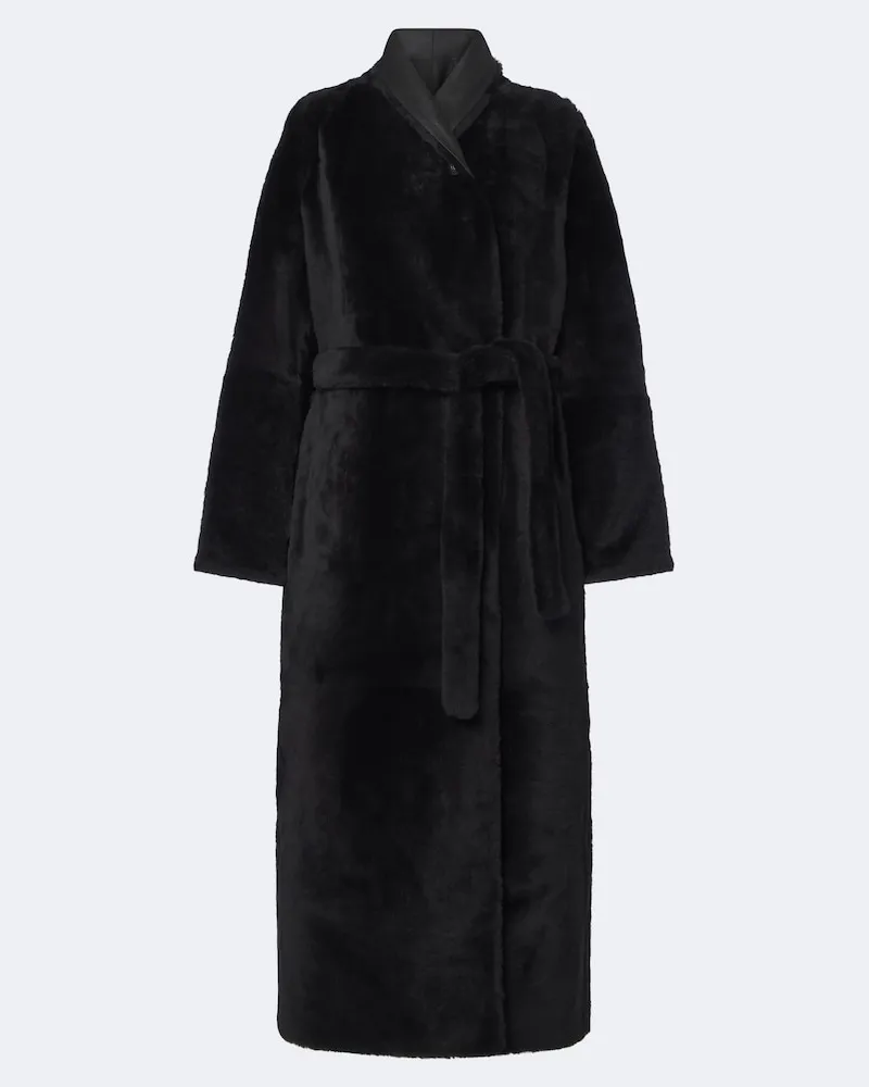 Yves Salomon Wendbarer Mantel aus Shearling und Leder Blau