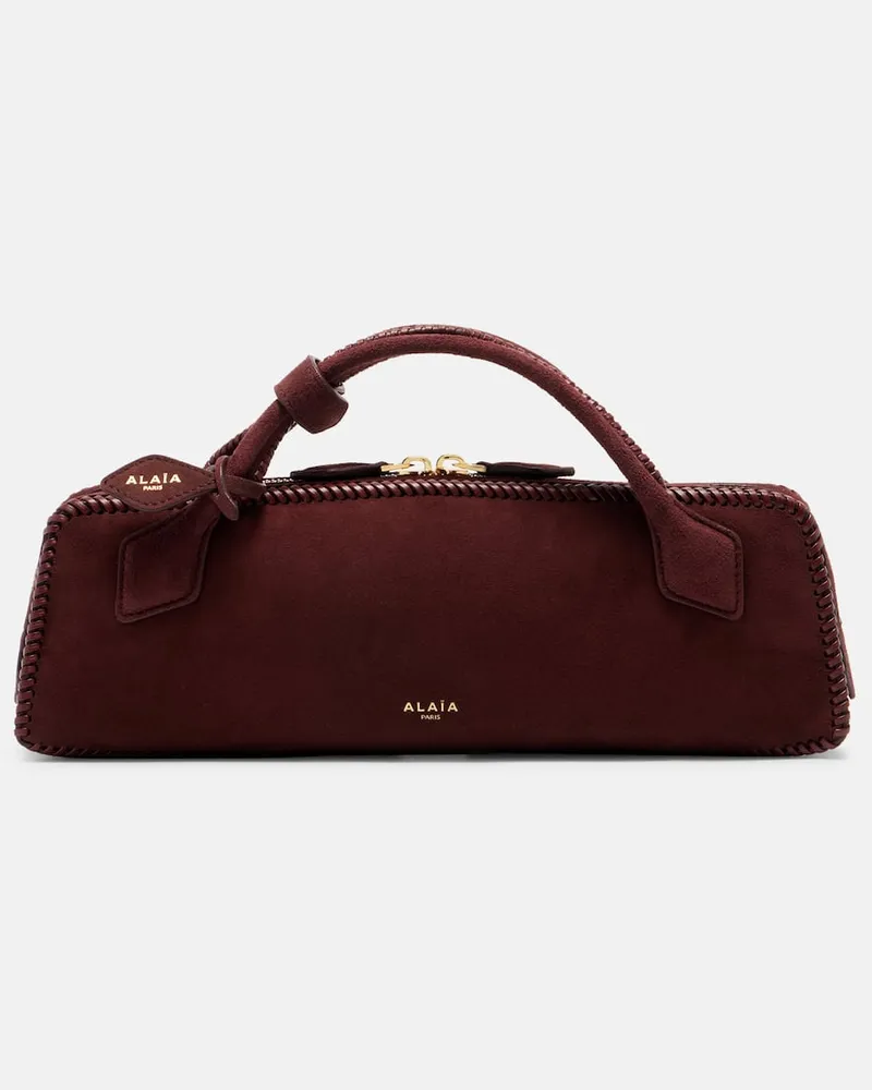 Alaïa Alaïa Clutch Le Teckel Small aus Veloursleder Burgunderrot