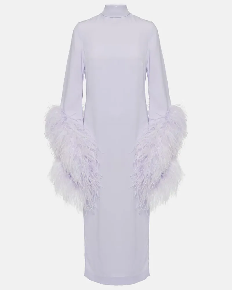 Taller Marmo Midikleid Del Rio aus Crêpe mit Federn Violett