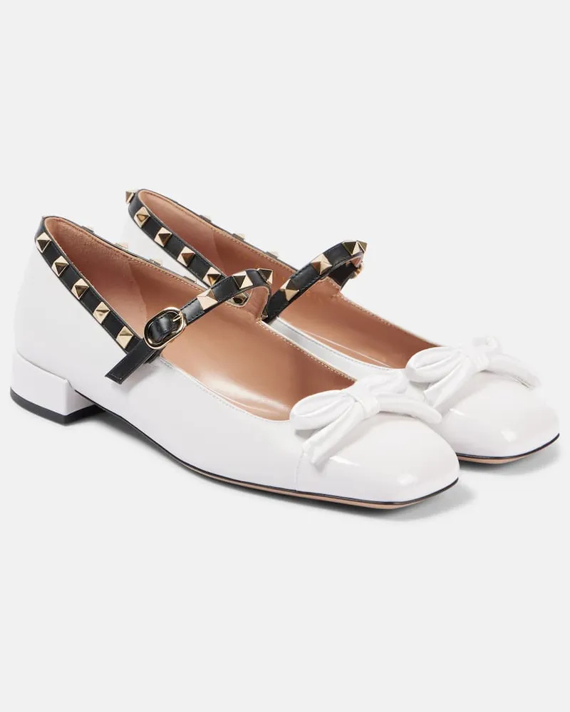Valentino Garavani Mary-Jane-Ballerinas Rockstud Bow mit Lackleder Schwarz