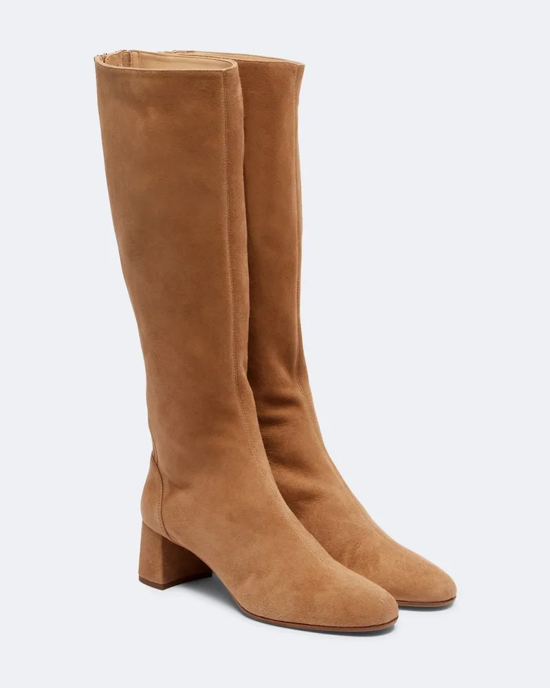 Aquazzura Stiefel Saint Honore 50 aus Veloursleder Braun