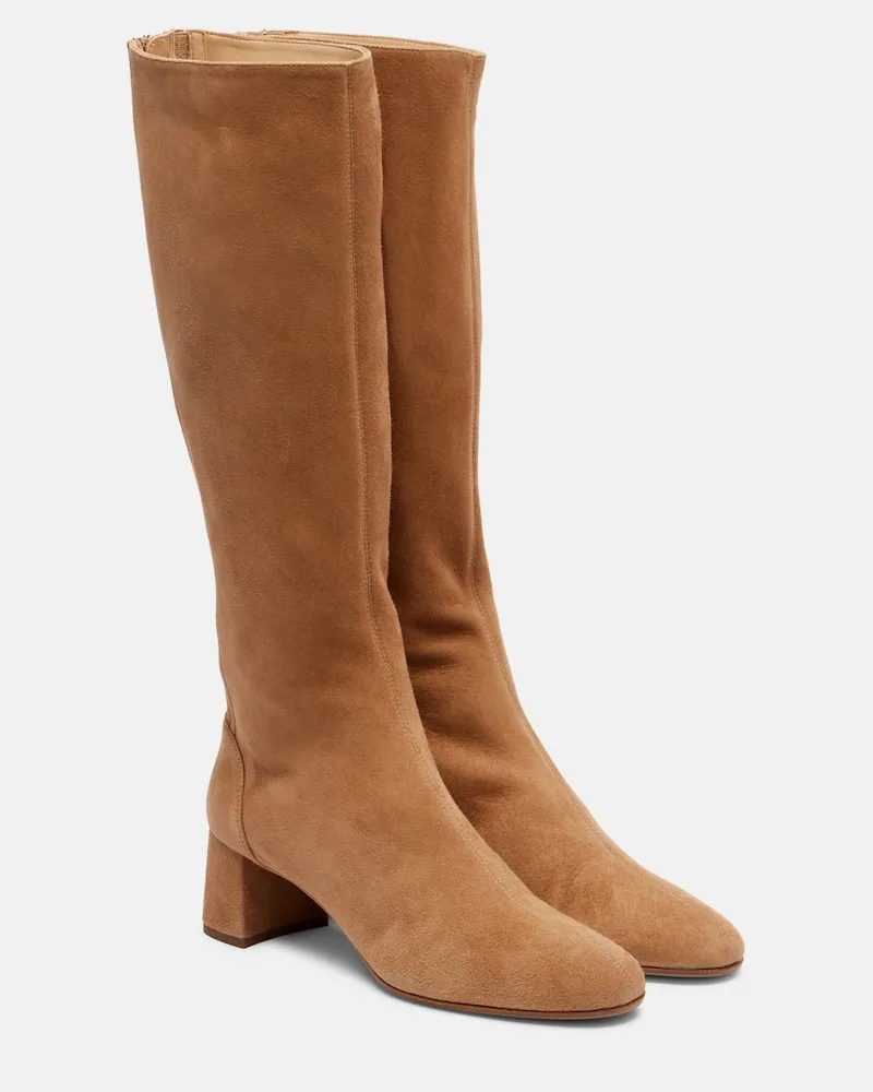 Aquazzura Stiefel Saint Honore 50 aus Veloursleder Braun