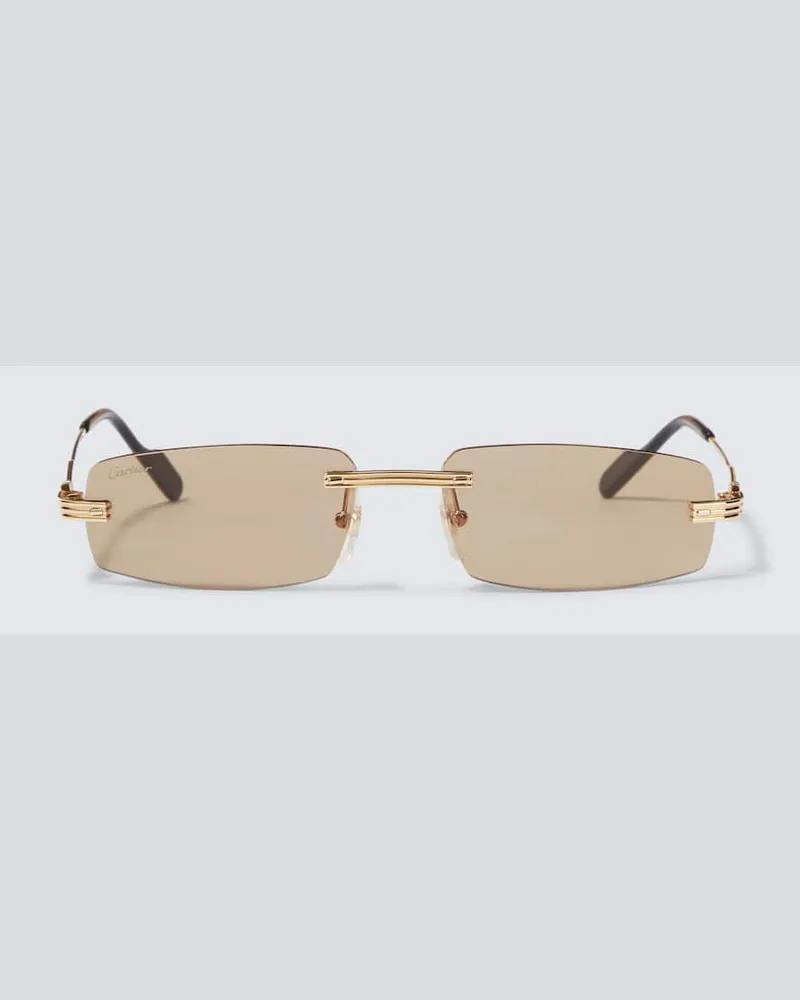 Cartier Eckige Sonnenbrille Braun
