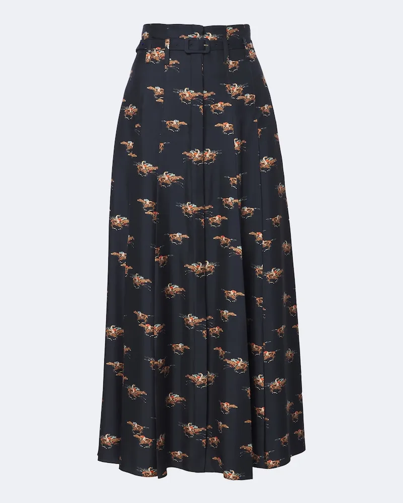 Gabriela Hearst Bedruckter Midirock Dugald aus Seiden-Twill Blau