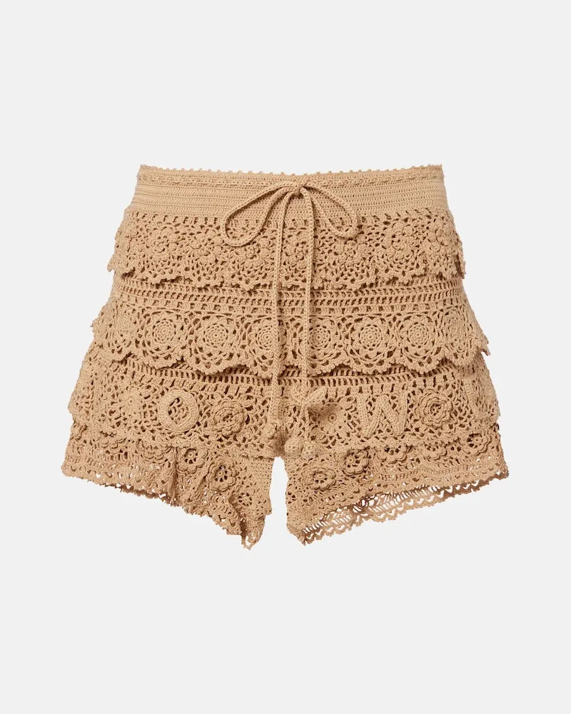 Loewe Paula's Ibiza Shorts aus Häkelstrick Beige