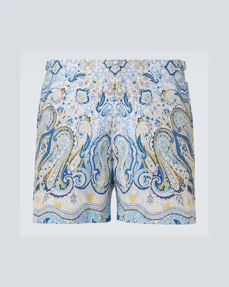 Orlebar Brown Bedruckte Badeshorts Bulldog Blau