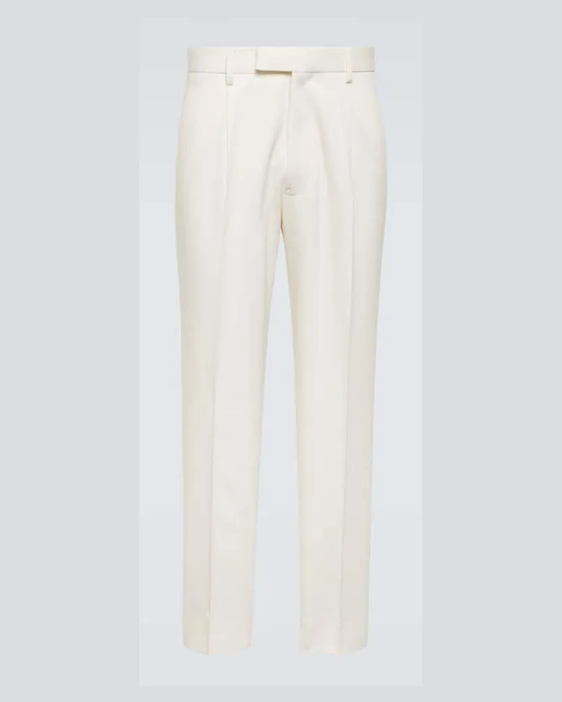Ermenegildo Zegna Gerade Hose aus Baumwolle und Wolle Weiß