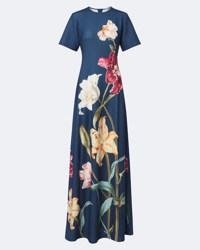 LEO LIN Bedrucktes Maxikleid Alice Blau