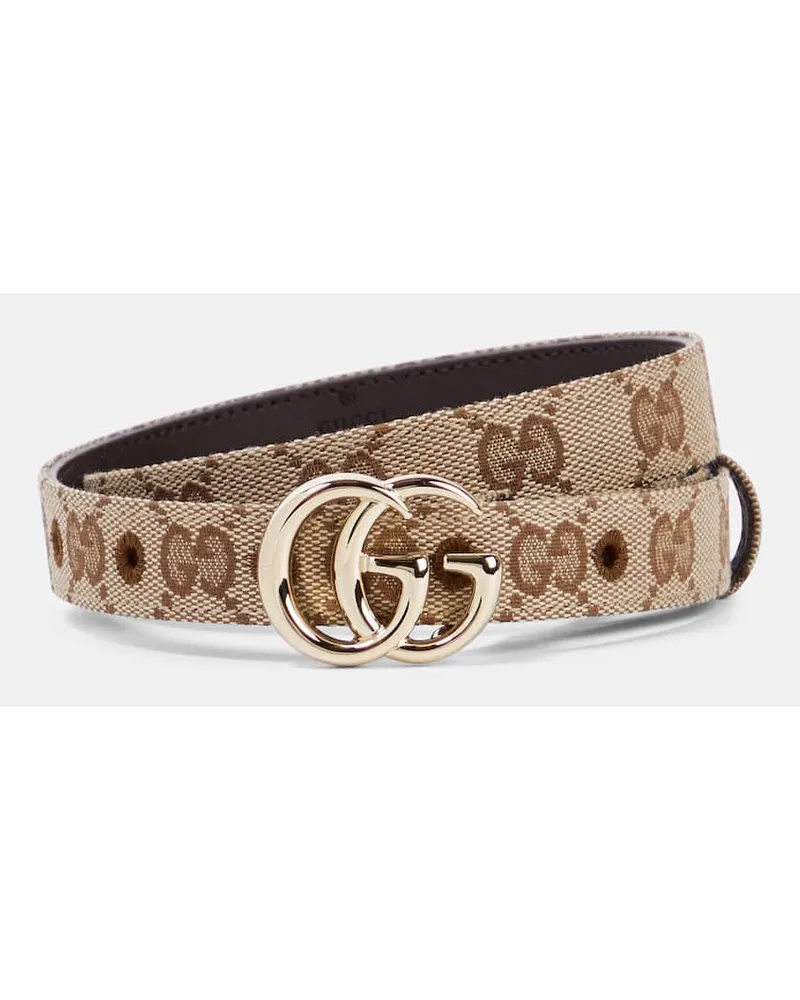 Gucci Guertel GG Marmont aus Canvas Beige