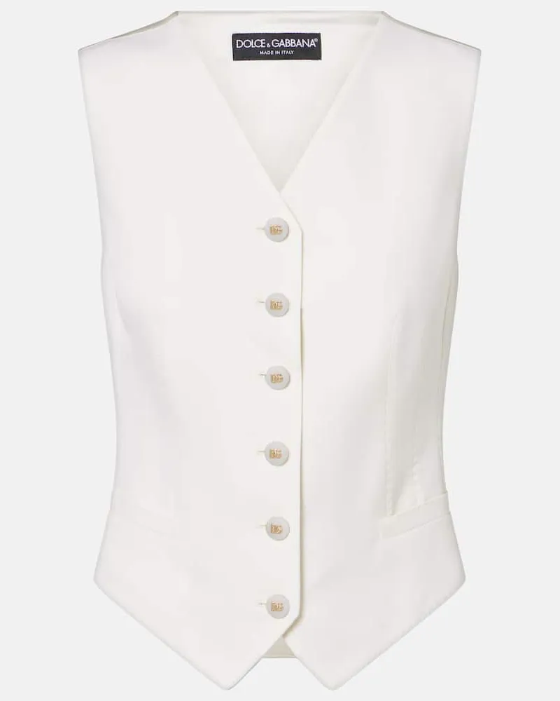 Dolce & Gabbana Weste aus Wolle und Seide Weiß
