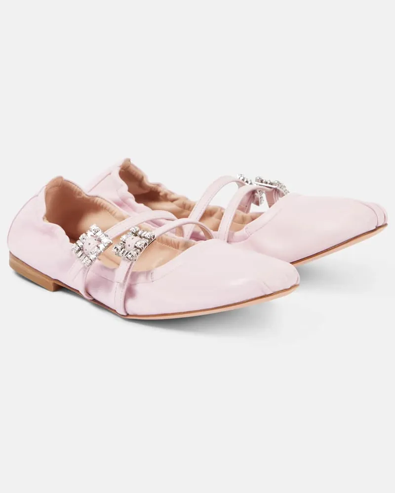 Roger Vivier Verzierte Mary-Jane-Ballerinas aus Leder Rosa