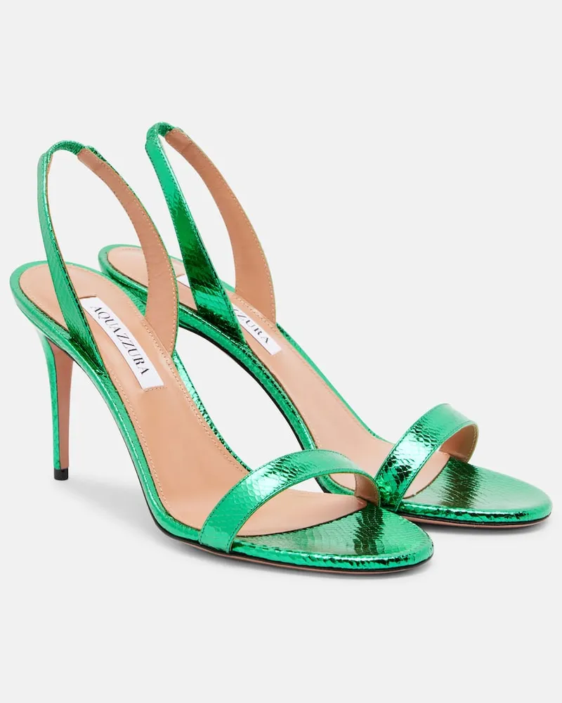 Aquazzura Slingback-Sandalen So Nude 85 aus Metallic-Leder Grün