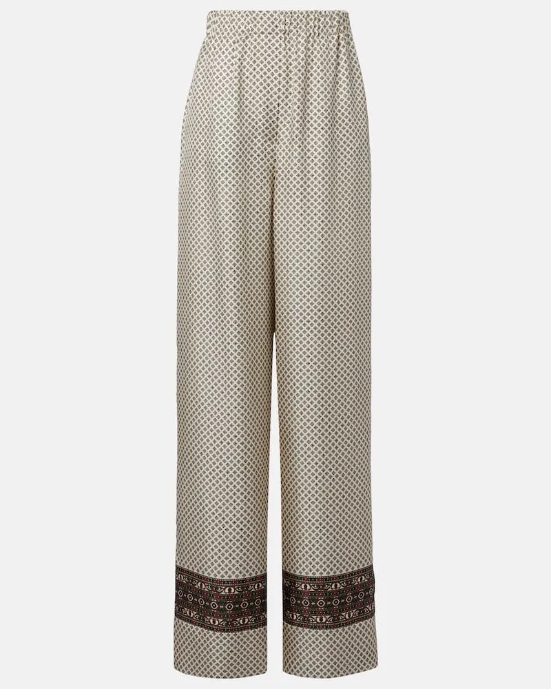 Loro Piana Weite Hose Valerio aus Seiden-Twill Multicolor