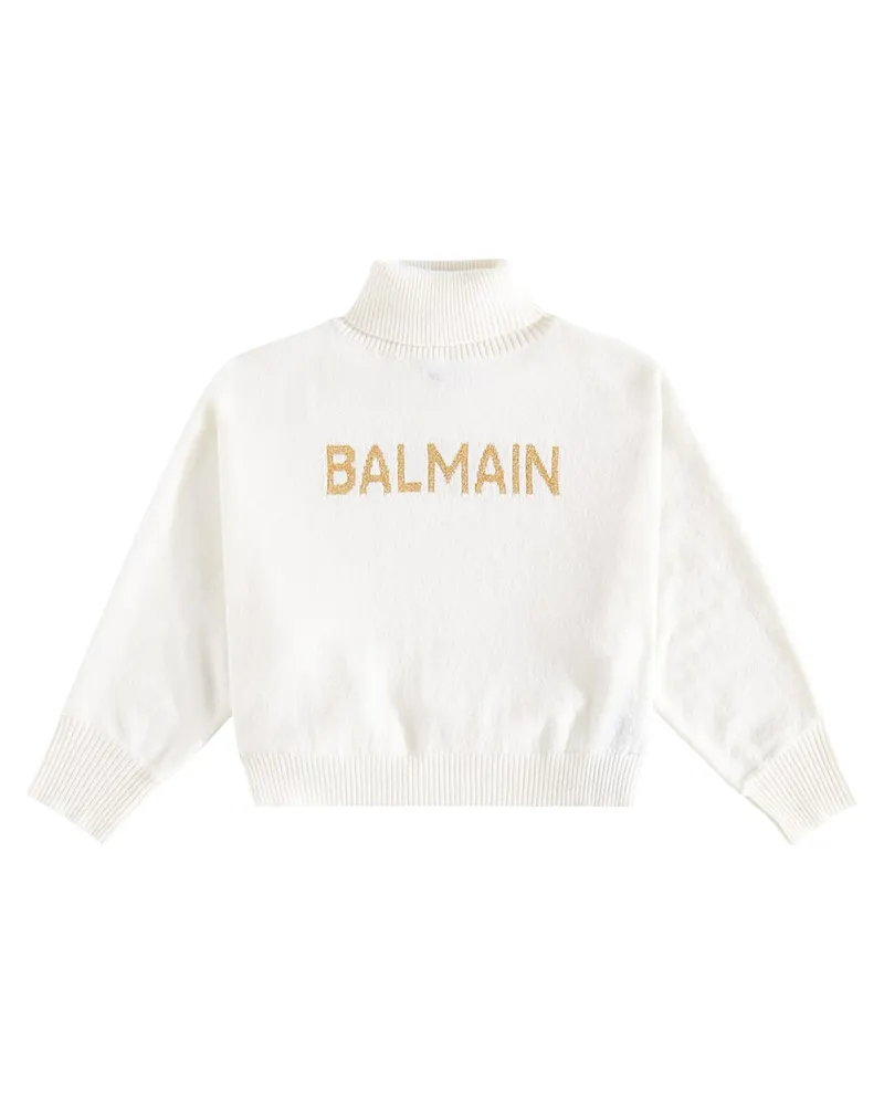 Balmain Top aus einem Wollgemisch Weiß