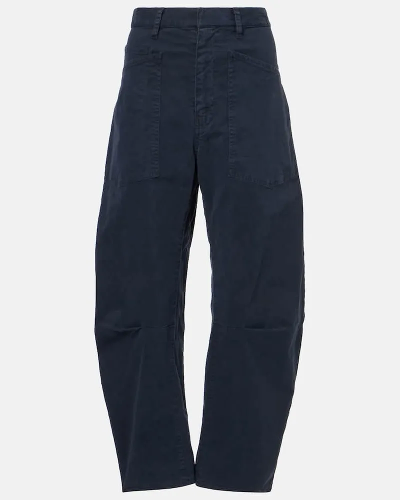 Nili Lotan Barrel-Hose Shon aus Baumwoll-Twill Blau