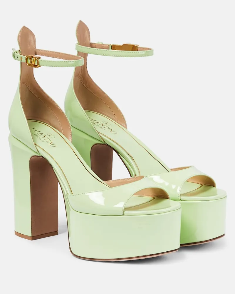 Valentino Garavani Plateausandalen Tan-Go 155 aus Lackleder Grün