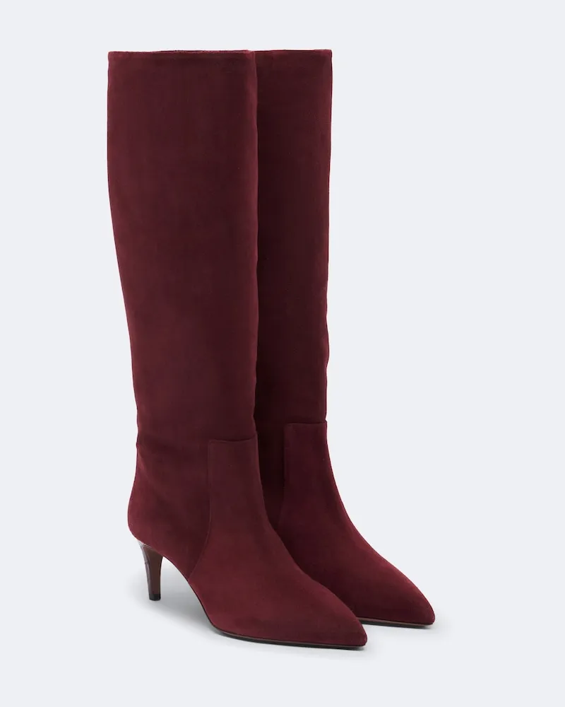 Paris Texas Stiefel aus Veloursleder Burgunderrot