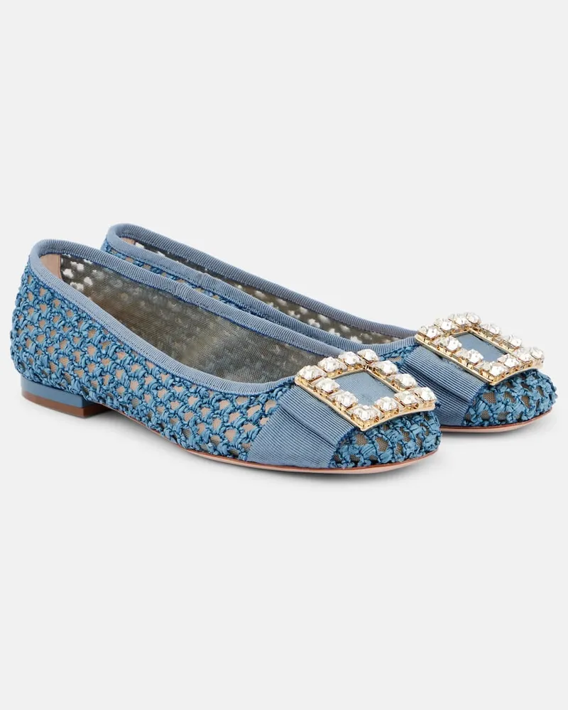 Roger Vivier Ballerinas Tres Vivier mit Kristallen Blau