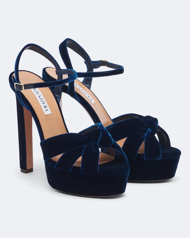 Aquazzura Plateausandalen Cupid Plateau aus Samt Blau