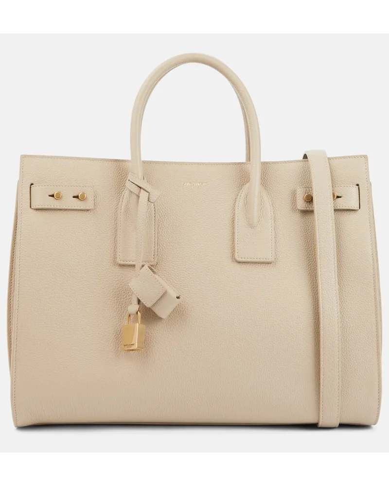 Saint Laurent Tote Sac De Jour Medium aus Leder Beige