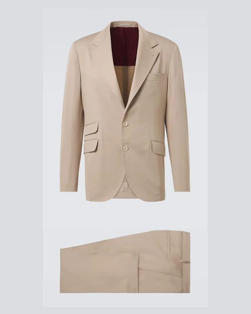 Brunello Cucinelli Anzug aus Baumwolle und Kaschmir Beige