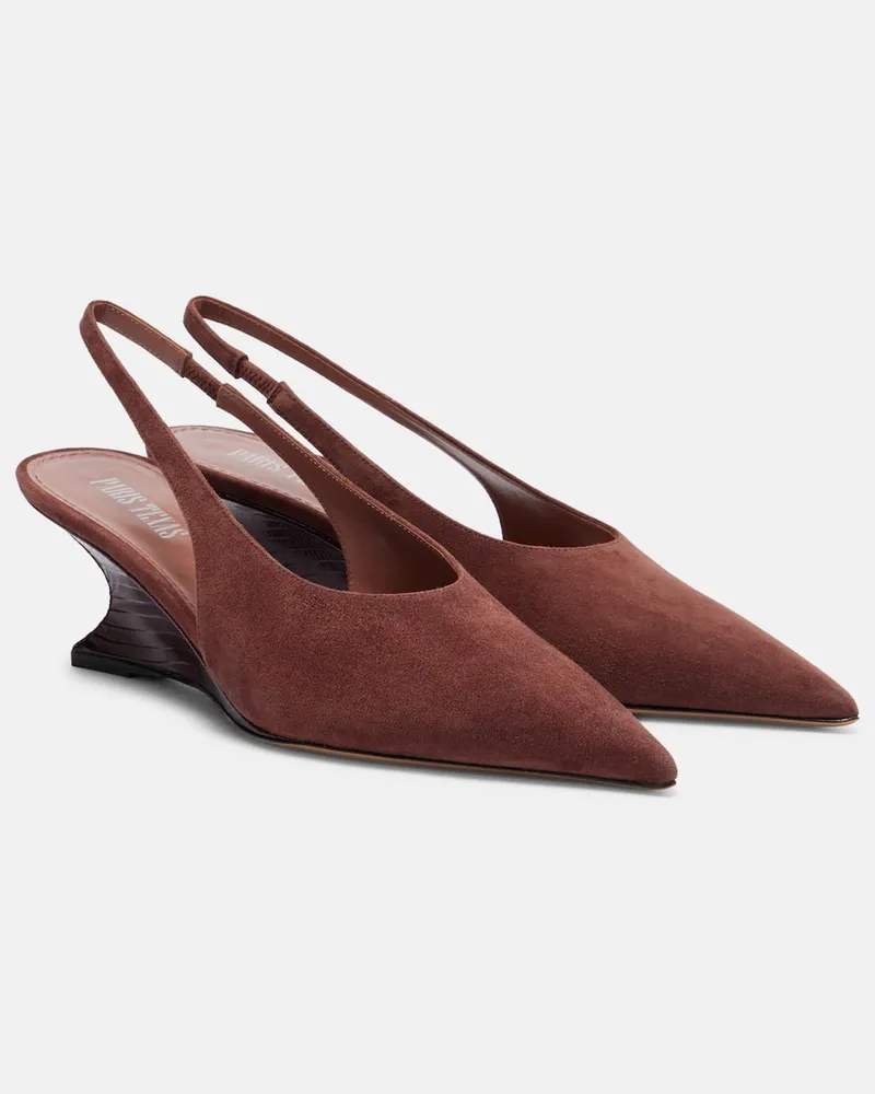 Paris Texas Wedges Nina 50 aus Veloursleder Braun
