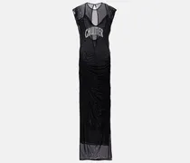Maxikleid aus Mesh mit Pailletten
