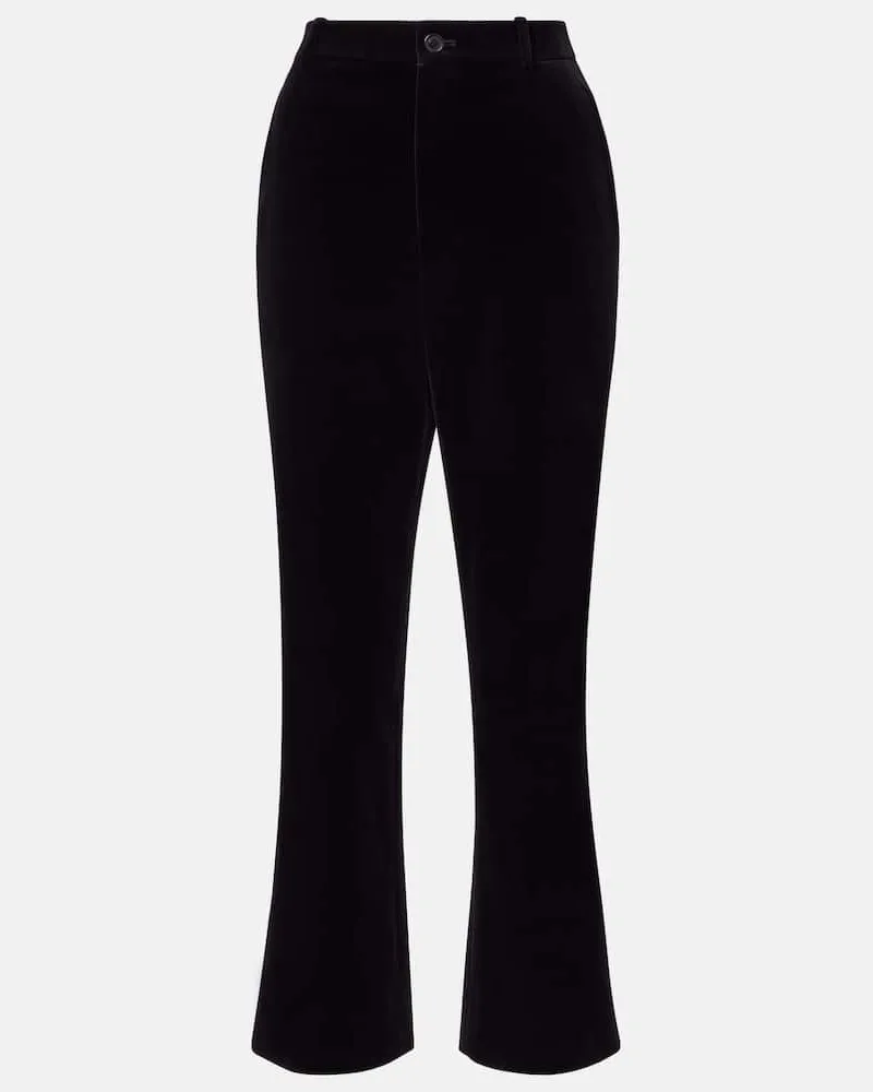 Saint Laurent Cropped-Schlaghose aus Baumwollsamt Schwarz