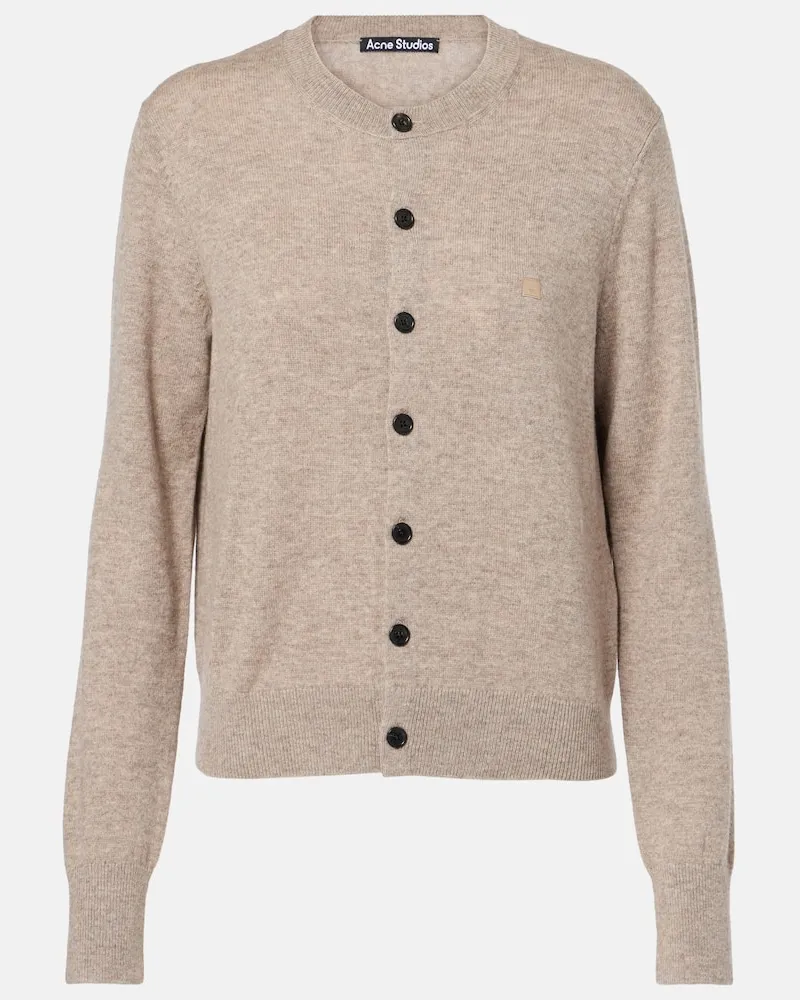 Acne Studios Cardigan Keny Face aus Wolle Grau