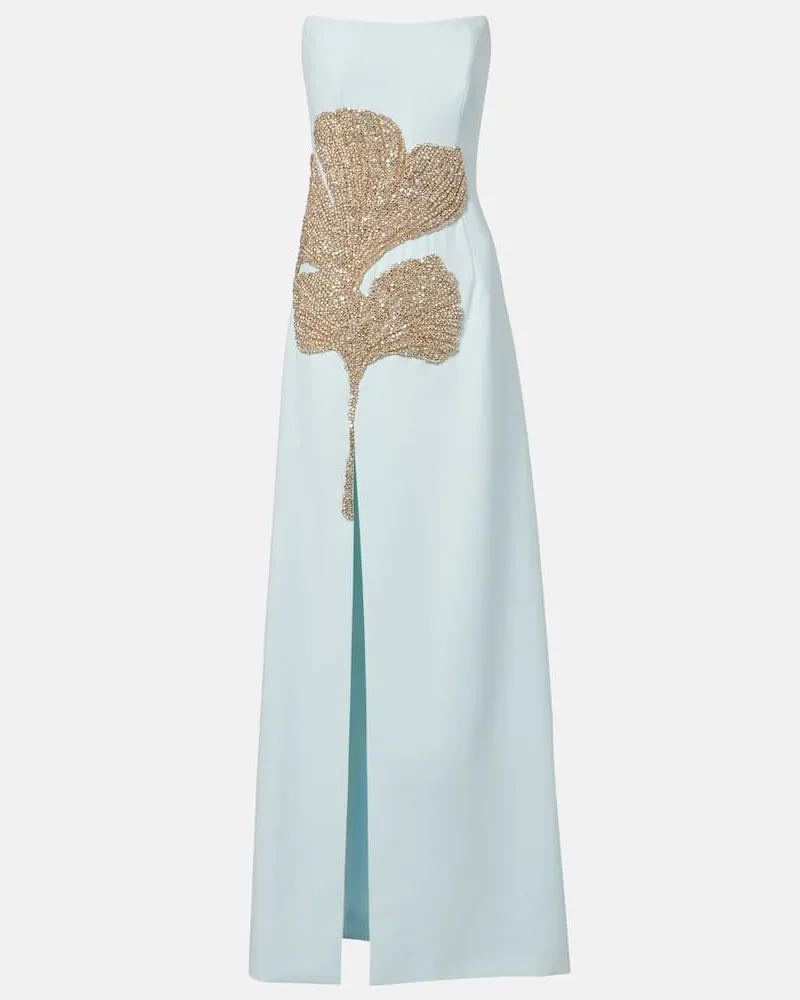 COSTARELLOS Verzierte Robe Faranna aus Crêpe Blau