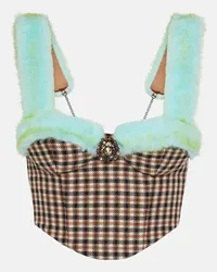 Area Verziertes Bustier-Top mit Faux Fur Multicolor