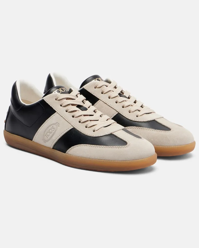 TOD'S Sneakers Tabs aus Leder und Veloursleder Schwarz